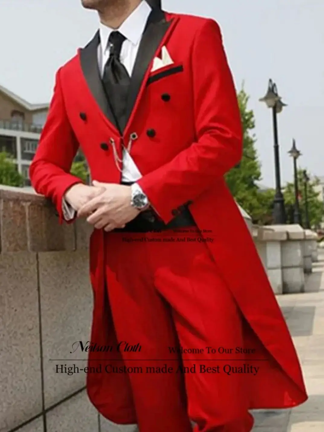 

Официальное Красное Длинное Мужское пальто, мужские костюмы из двух предметов, облегающий деловой костюм с заостренным лацканом