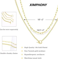 Gold Layered Necklace for Women K Gold Plated Necklace Women Cuban Link Paperclip Chain Toggle Clasp Necklace Jewelry for Women 2