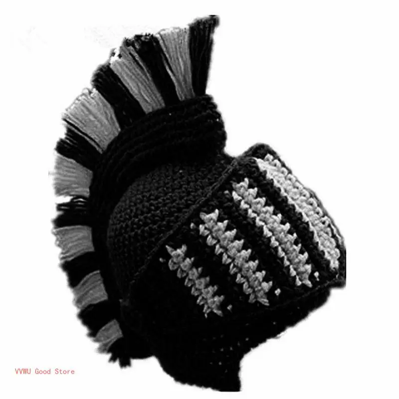 Men Women Hat Beanie Crochet Knit Roman Cosplay Knight Earflap Helmet 6