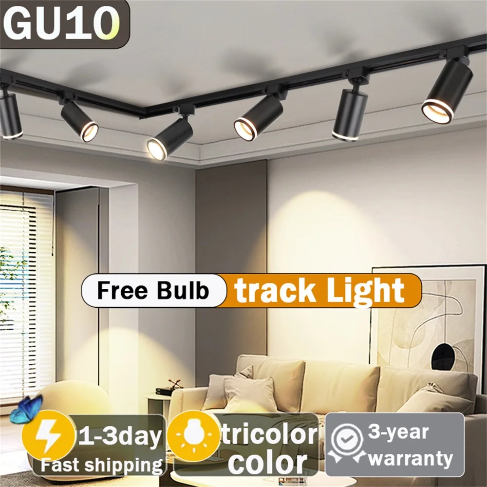 Led track lights 110-220 volts 3 colors ceiling track rail lamp railway lights set of bars lights for clothes store living room ho...