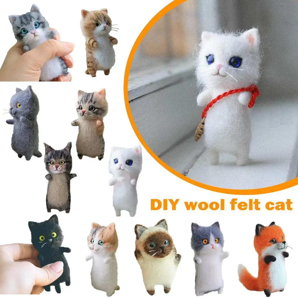 

Needle Craft Cats DIY Wool Felt Cat Handmade Toys Wool Felting Needle Kit Wool Needle Felt Toy Felting Wool For Children Adult