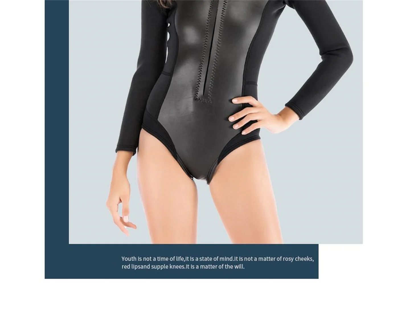 Sommer Frauen 1,5 MM Neopren Und Leder Bikini Neoprenanzug Langarm Taucheranzug Sonnenschutz Surfen Schnorcheln Einteilige Badebekleidung – Detail 13