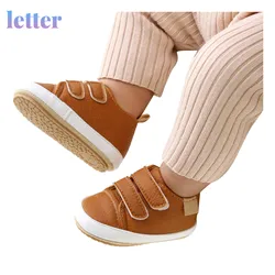 Chaussures de marche en cuir pour garçons et filles, baskets antidérapantes en caoutchouc souple pour bébés 