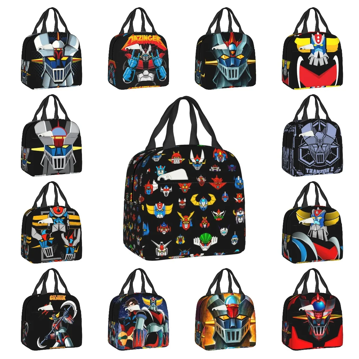 

Robot Grendizer Mazinger Lunch Box for Women Ufo Anime Manga Thermal Cooler Food Insulated Lunch Bag Kids School Children