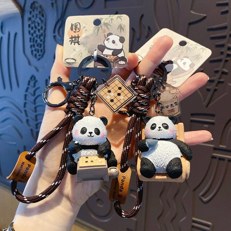 Panda-Schlüsselanhänger im chinesischen Stil, exquisiter Schlüsselanhänger aus Kunstharz, bezauberndes Taschenanhänger-Zubehör, Auto-Schlüsselanhänger