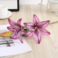 Realistic 3D Printed Lily Branches - Elegant White Artificial Flowers for Wedding and Home Decor (58 -Purple)