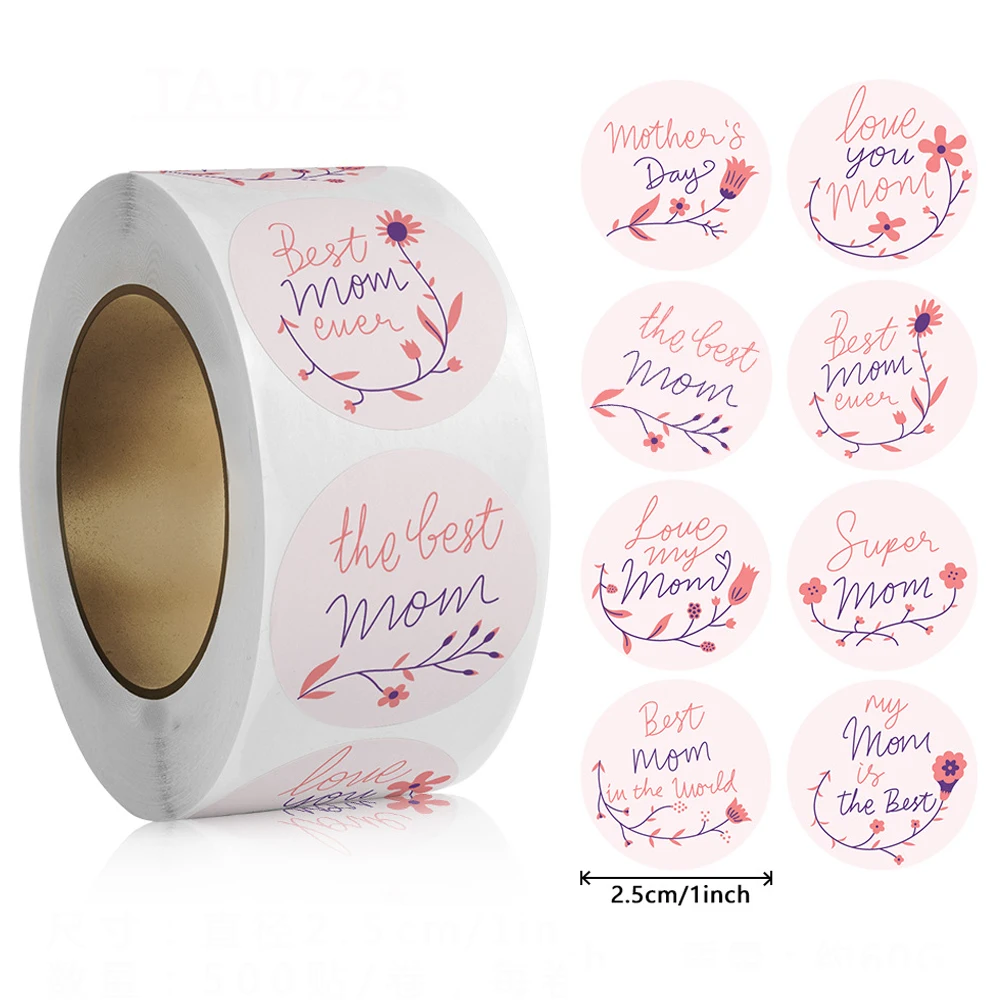 500 шт./рулон, декоративные наклейки на День Матери