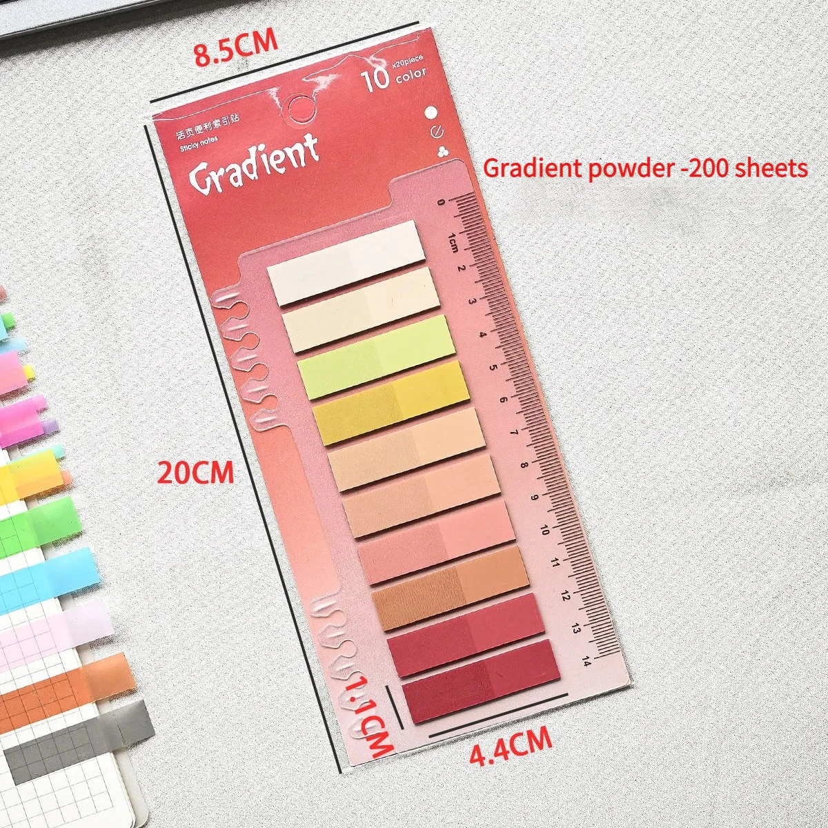 Colorful Transparent Index Memo Pads - Self-Adhesive Sticky Notes for Office & School Use (200 Sheets)