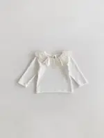 2024 Autumn New Baby Long Sleeve T Shirts Cute Sweet Baby Girl Ruffle Collar Bottoming Shirt Cotton Infant Toddler Solid Tops 4