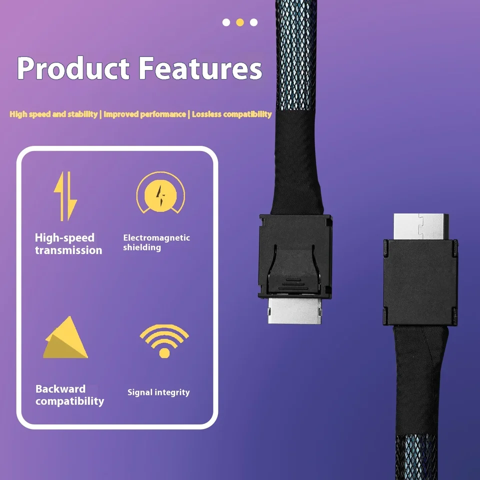 Cavo OCuLink CY PCIe SFF-8611 4i A SFF-8611, 50 Cm, Supporta PCI Express 4.0, Velocità Fino A 64 Gbps, Per Connessione Interna Backplane