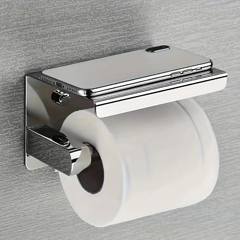 304 Stainless Steel Toilet Paper Holder with Phone Shelf Bathroom Tissue Holder Toilet Paper Roll toilet paper holder
