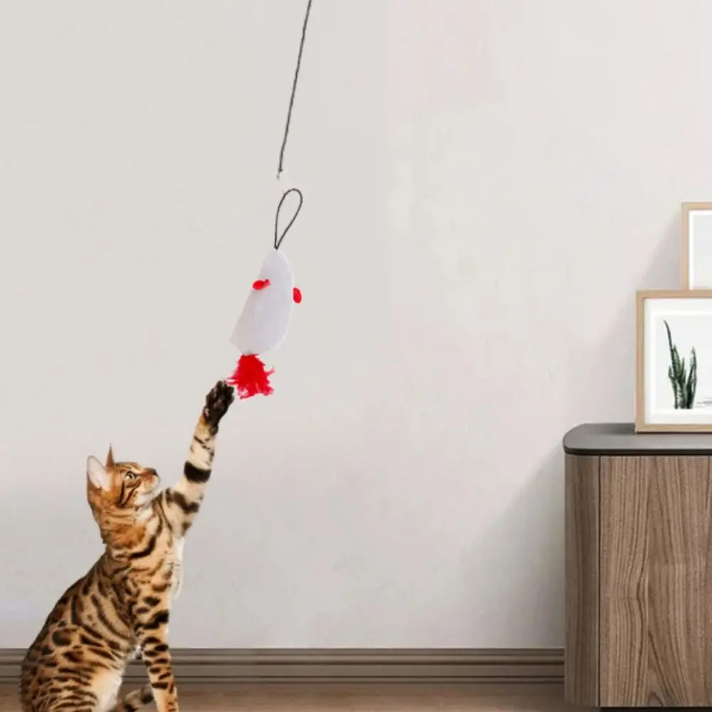 

Wear Resistant Hanging Mouse Cat Toy Sounding Bite Resistant Cat Toy Hanging Sounding Mouse with Sticky Hook Plush/Feather