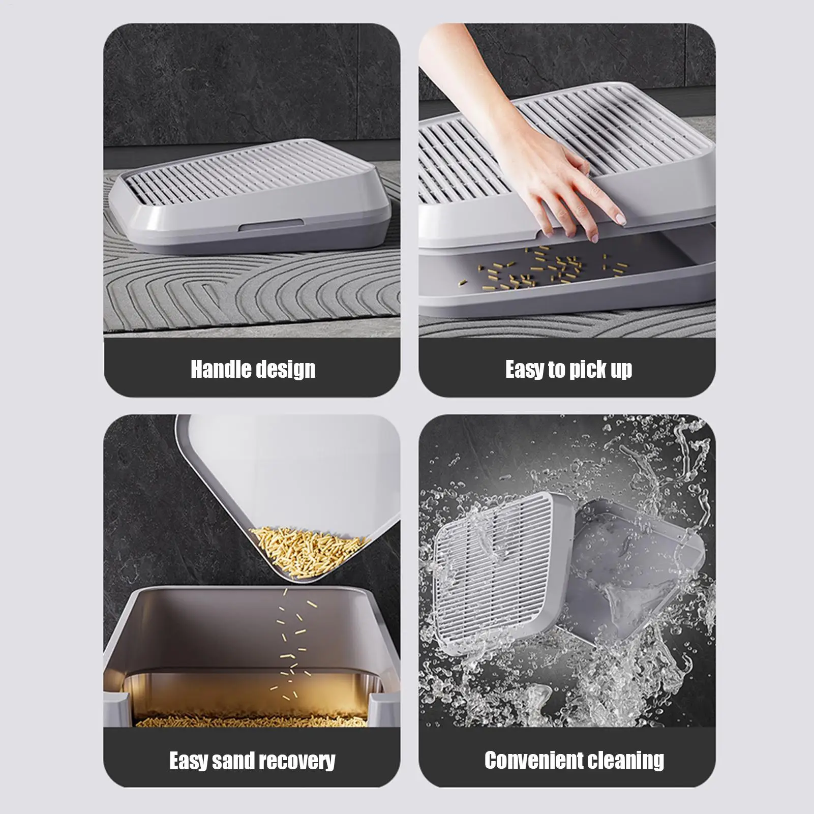 Litter Box Step Cat Litter Catcher Ramp Box Double Layer Elevated Tray With Filter Function Non-Slip Trapper Easy Cleaning tool