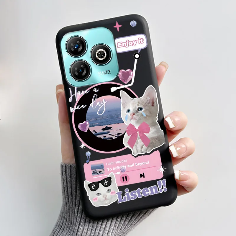 Aesthetic Cute Cat Black Shockproof Silicone Back Cover