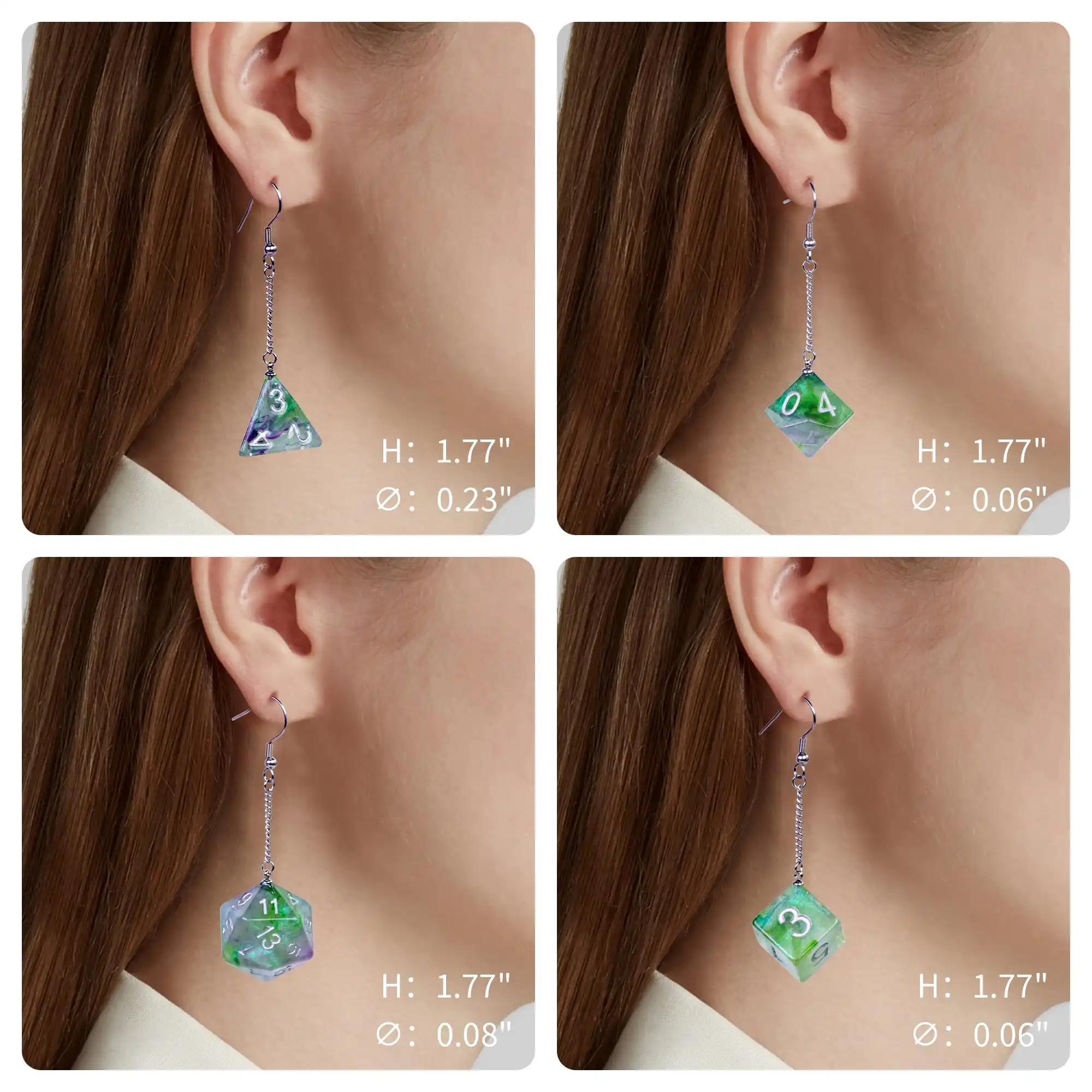 Women Dice Earrings Resin Nebula D4 D6 D8 D10 D20 Drop