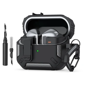 Custodia per Samsung Galaxy Buds 3 Pro/3 Cover per auricolari con blocco sicuro Custodia per cuffie in fibra di carbonio Custodie protettive da 360 gradi