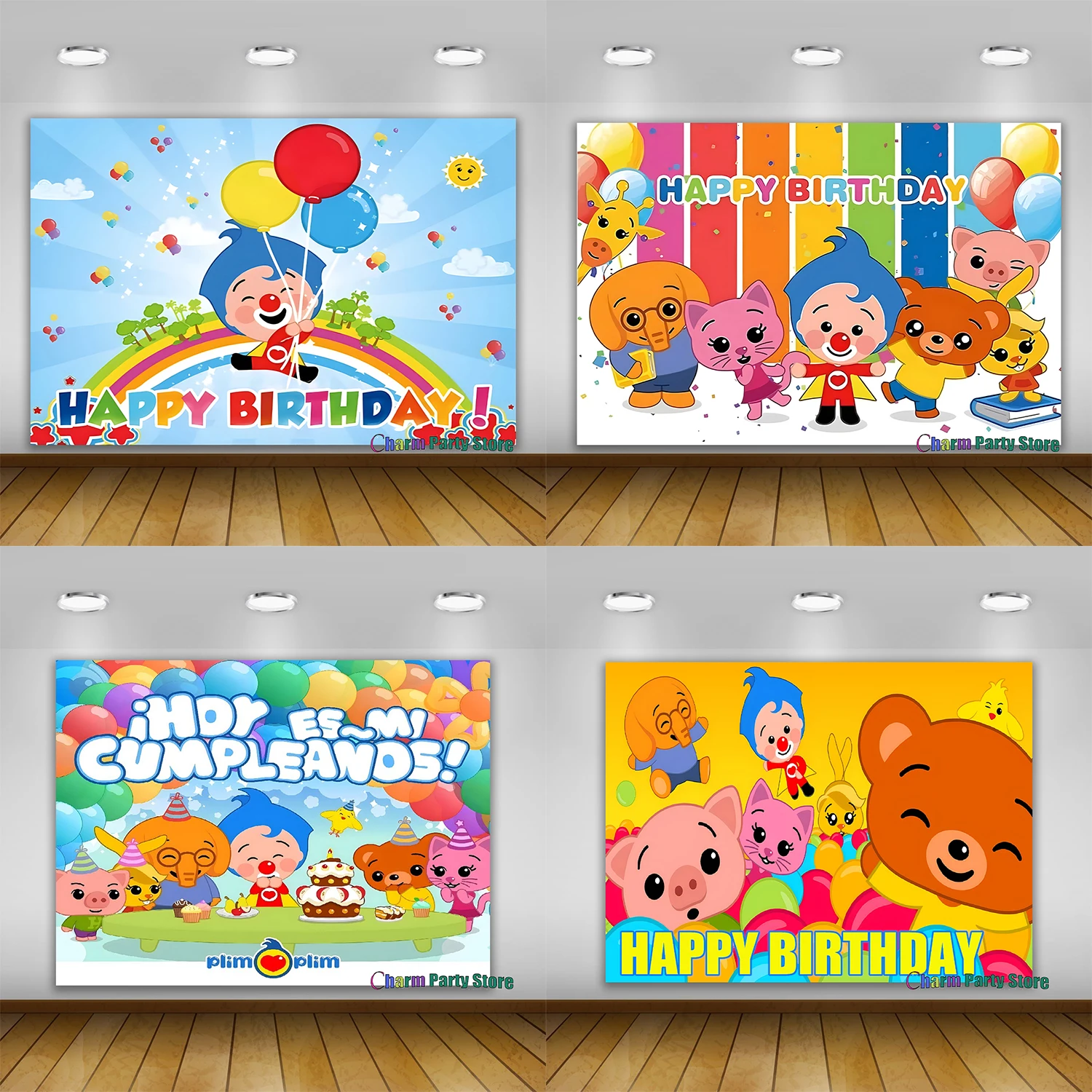 Charm PLIM Backdrop Kids Boy Girl 1st Birthday Party Photography  Pig Photo Joker Magician Background Rainbow Vinyl Banner Decor