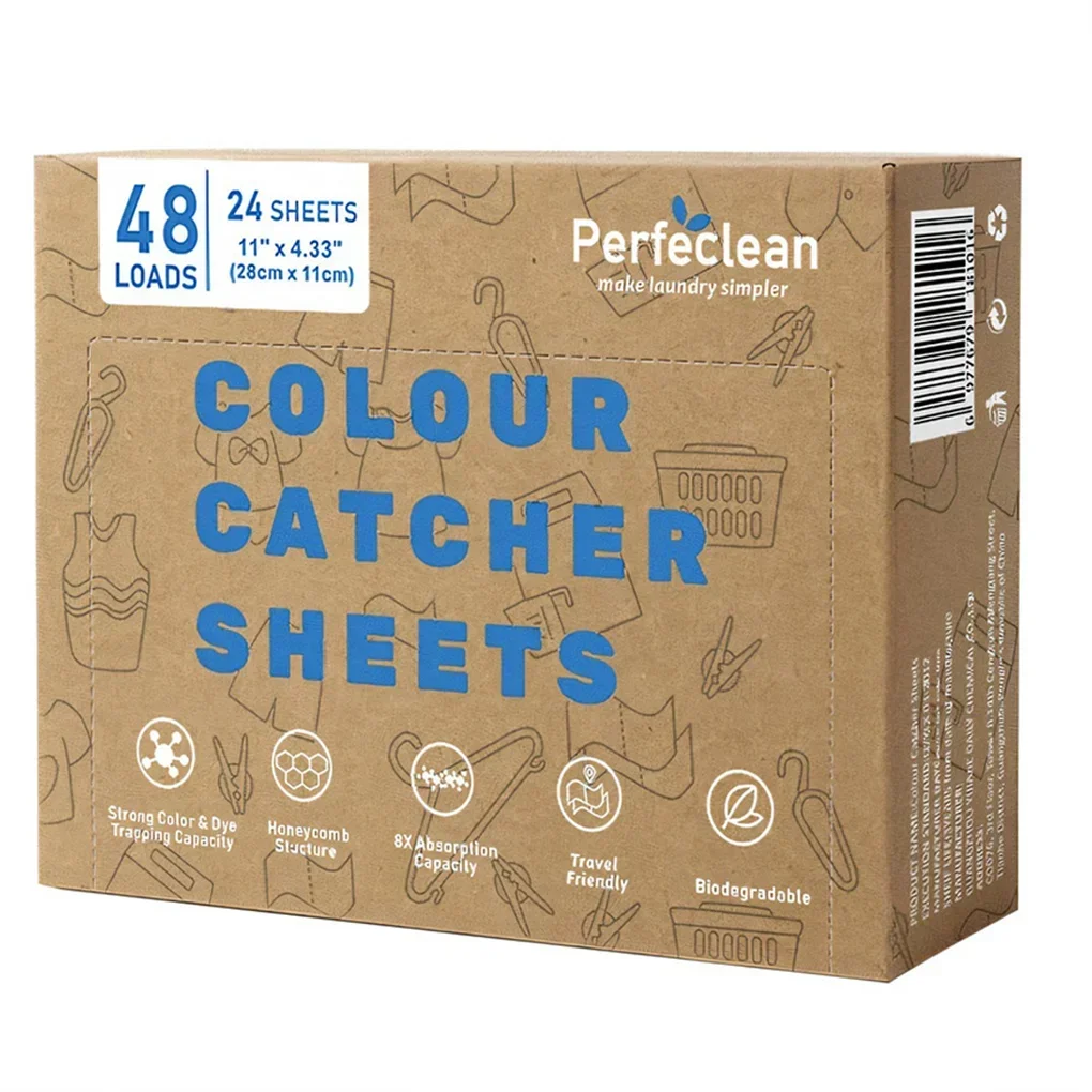 Perfeclean Color Catcher Sheet Color Absorption Paper Anti Cloth Dyed Leaves Laundry Run Remove Sheet In Washing Machine