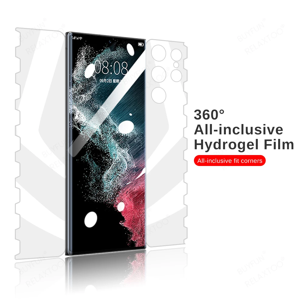 Изогнутая мягкая Гидрогелевая пленка на весь экран 360 ° для Samsung Galaxy S 22 S22 Ultra Plus