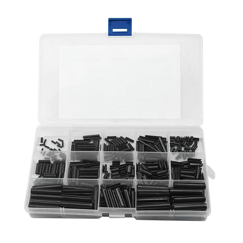 스틸 블랙 탄성 원통형 코터 핀 분할 스프링 다월, 펜션 롤 핀 모음 키트, 메가 GB879, 390 개