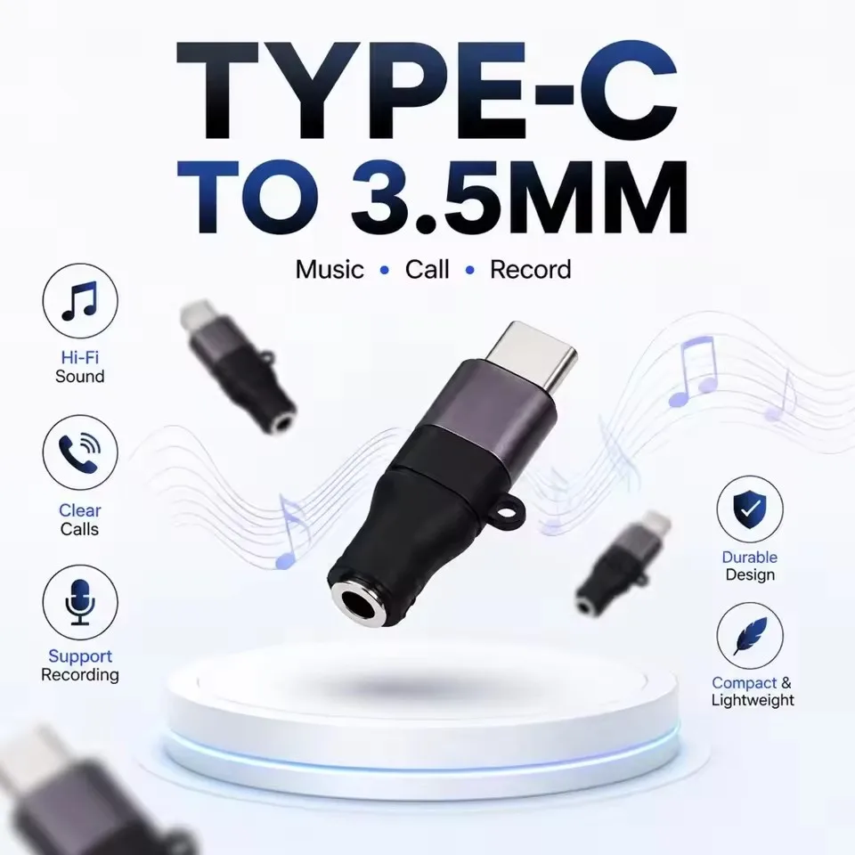 USB-C to 3.5mm Headphone Audio Adapter – Mini Type-C Jack Converter