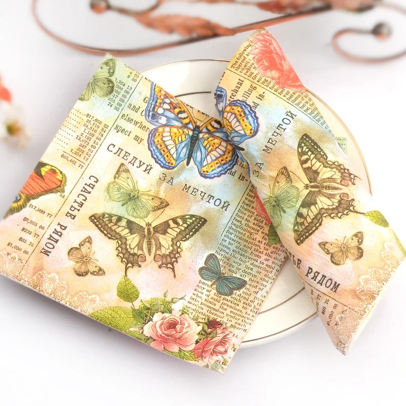 Paper Napkins 33cm 2Ply Colourful Butterfly Printing 20pcs/Pac paper napkins