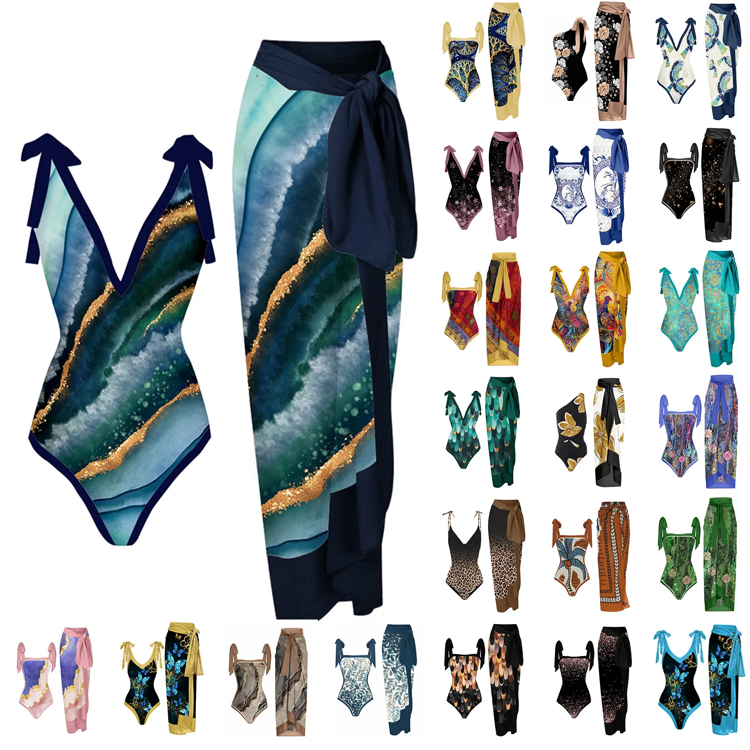 

Latest Design Temperament Explosive Vintage Swimsuit Conservative One-piece Bikini Swimsuit Sexy Lady's Wholesale Mesh Smock 23