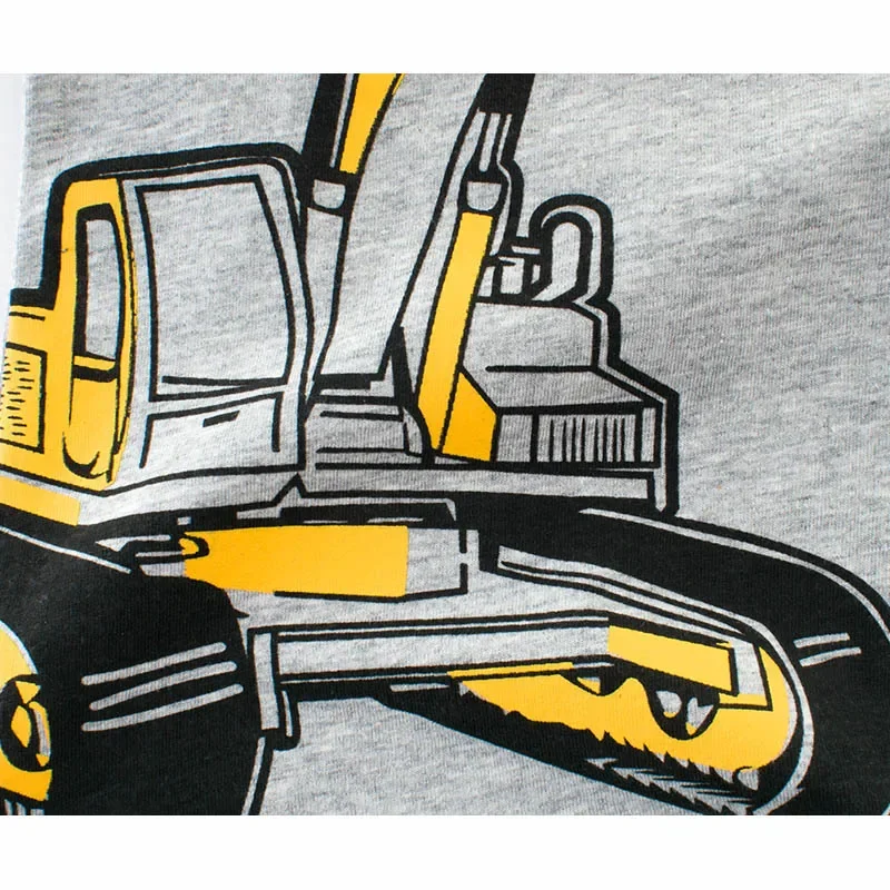 New Summer Kids Boys Short Sleeve T-shirts Tops Clothes 2-8Y Baby Boy Excavator Print Tees Children Clothing Kid Cotton Outfit