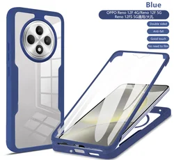 360 Clear Screen Full Protection Shockproof Phone Case & Camera Back Cover for OPPO Reno 12F 4G (Blue)
