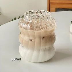 Heat-Resistant Transparent Glass Tumbler - Stripe Design, Multiple Sizes - Glass (650ml)