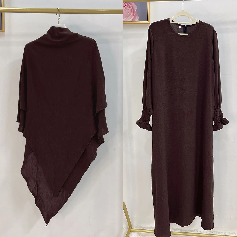 

Хиджаб Khimar Abayas мусульманский комплект из двух предметов ИД полное покрытие молитвенная одежда мусульманская традиционная одежда головной платок Abaya хиджаб платье