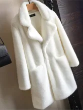  HStar Women Mink Faux Fur Coat Solid Female Turn Down Collar Winter Warm Fake Fur Lady Coat Casual Jacket 