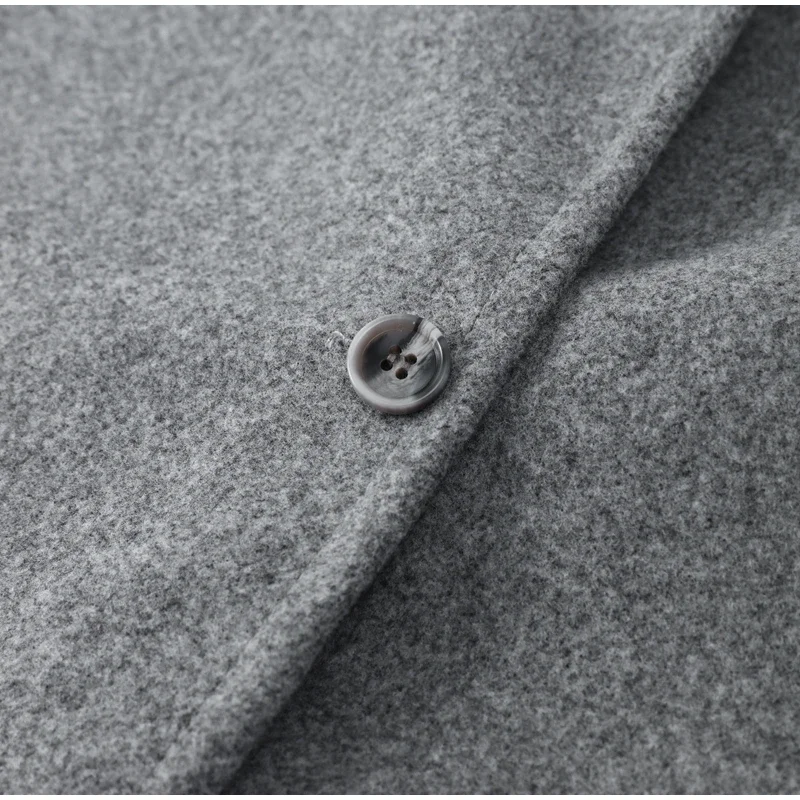 Vintage One Button Woolen Coat Women Gray Loose Long Sleeve V-neck Short Jacket Female Autumn Winter Casual Lady New in Outwears