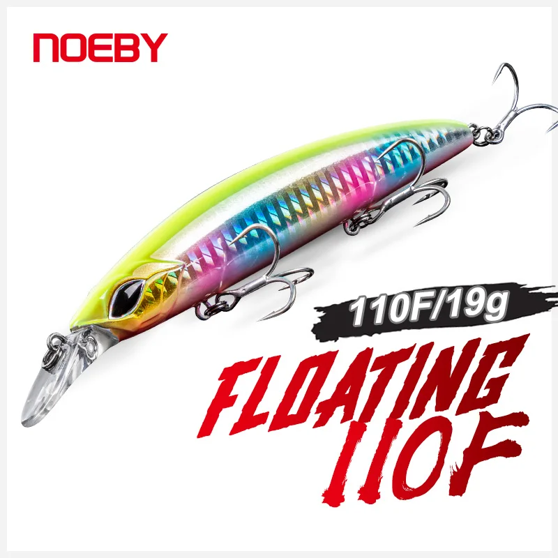 

NOEBY Minnow Fishing Lures 110F Long Casting 110mm 19g Floating Jerkbait Artificial Hard Bait for Bass Saltwater Fishing Lure