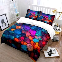 Ensemble d'art abstrait coloré, plusieurs tailles, pour chambre d'enfant et d'adulte, magnifique ensemble de literie 3 pièces, cadeau 2