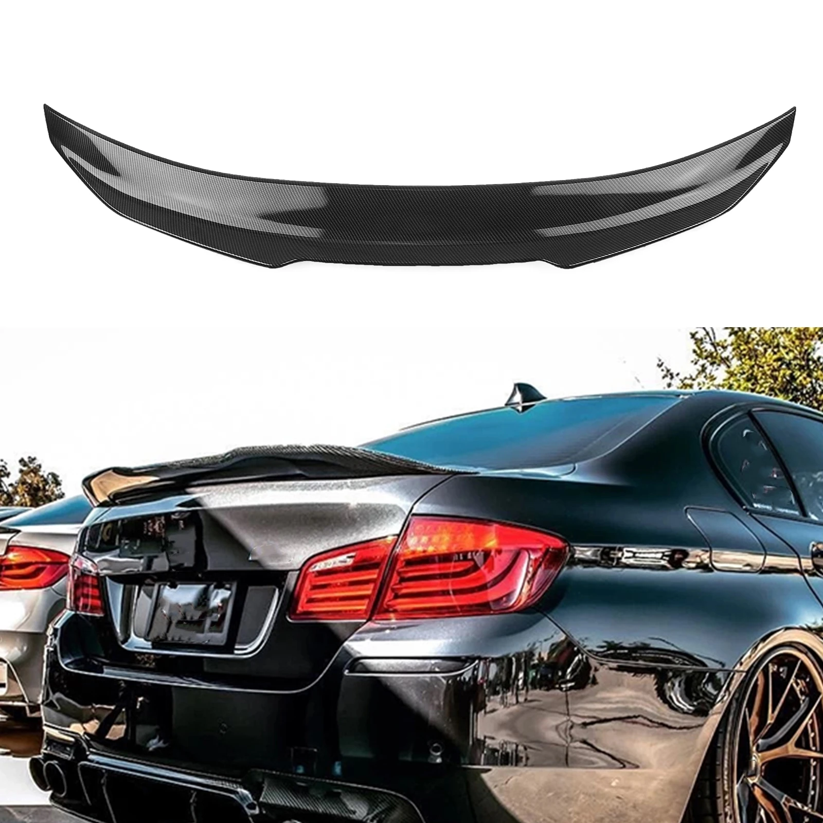 For BMW 5 Series F10 F18 M5 2011-2017 535i 530i Sedan 4-Door PSM Style Rear  Trunk Spoiler Wing Lip Gloss Black/Carbon Fiber Look - AliExpress