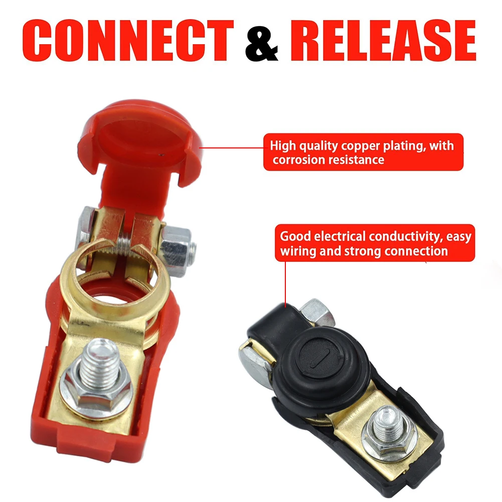 2Pcs Quick Release Battery Terminals Clamps Car Battery Terminal Connector  Copper Eyelets Positive Negative Corrosion Resistance - AliExpress