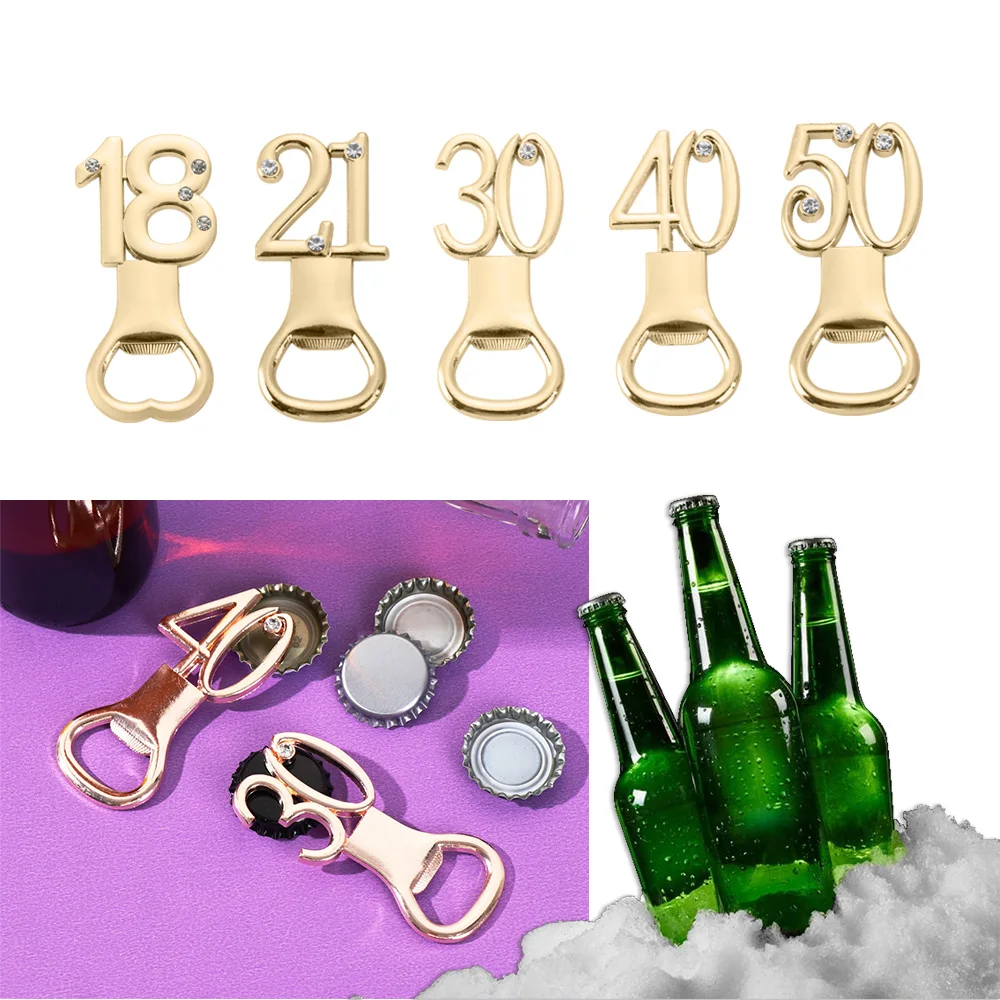 

18 21 30 40 50 Shape Rhinestone Bottle Openers Number Shape Beer Opener Age Birthday Anniversary Souvenir Guest Return Gifts