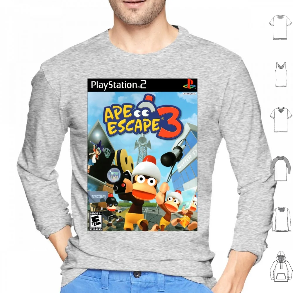 Ape escape 3-ps2 capa t camisa tamanho grande 100% algodão ape escape  vaporwave retro jogo de vídeo ps2 japão y2k 90s noventa 80s - AliExpress