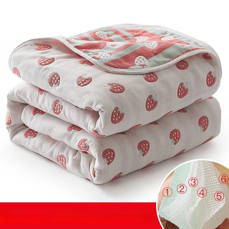 

6 Layers Cotton Gauze Towel Quilt Cotton Air-conditioning Quilt Summer Single Double Children Baby Nap Small Cover Blankets