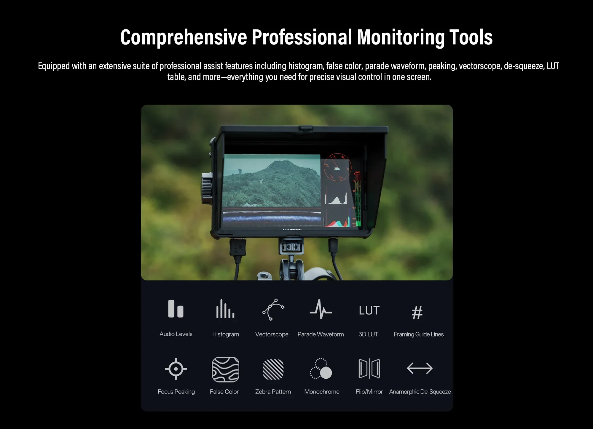 VILTROX DC-A1 Digital Camera Monitor 7 Inch 2800 Nits 1080P 4K HDMI Touchscreen