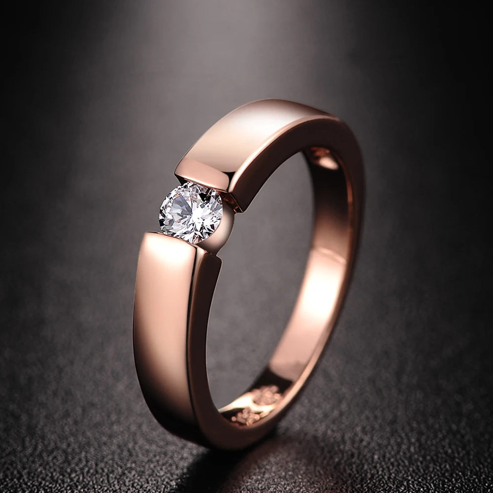 Wedding Rings Princess Cut Stone Engagement Wedding Rings for Women Rose Gold Color Couples Promise Ring