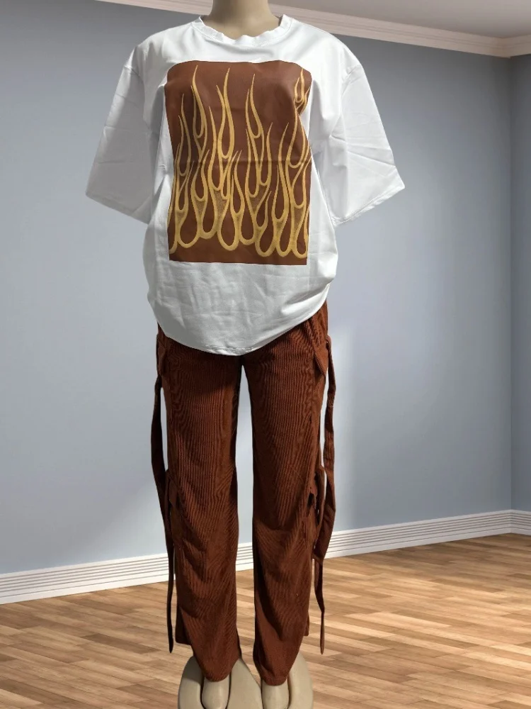 Wmstar Two Piece Outfits for Women Wholesale Casual Fashion Loose Cargo Pants Sets  Multi Pocket Two Piece Set Matching Suit