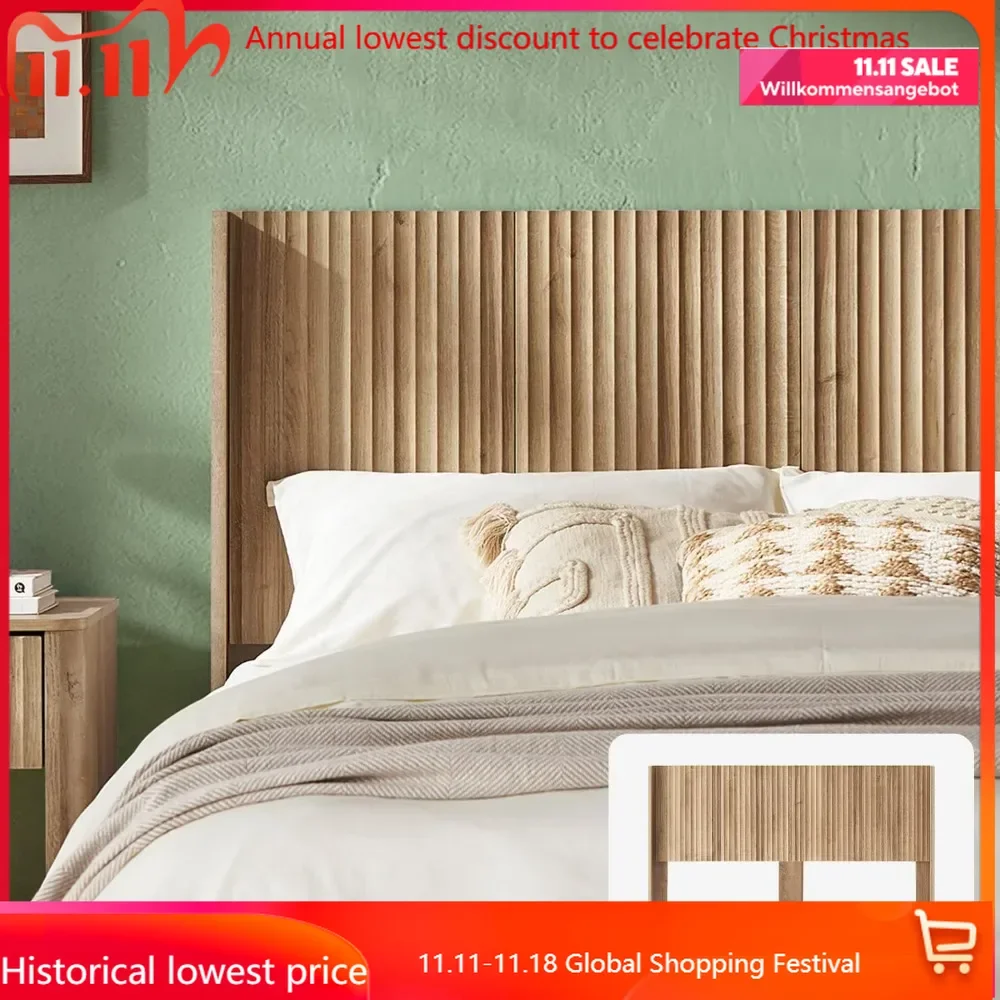 Brooklyn Headboard, 62.4" Wide Headboard Only, Wood Headboard, Modern Farmhouse, Boho, Wall Mount, Fluted Panel, Wingback