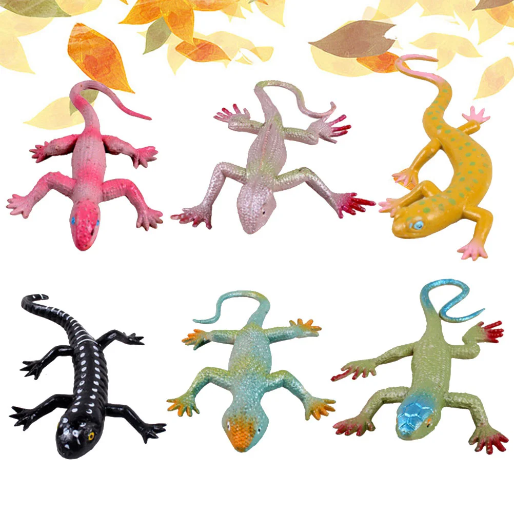 

6Pcs Artificial Fake Lizard Practical Jokes Props Realistic Plastic Lizard for Prank Halloween Party