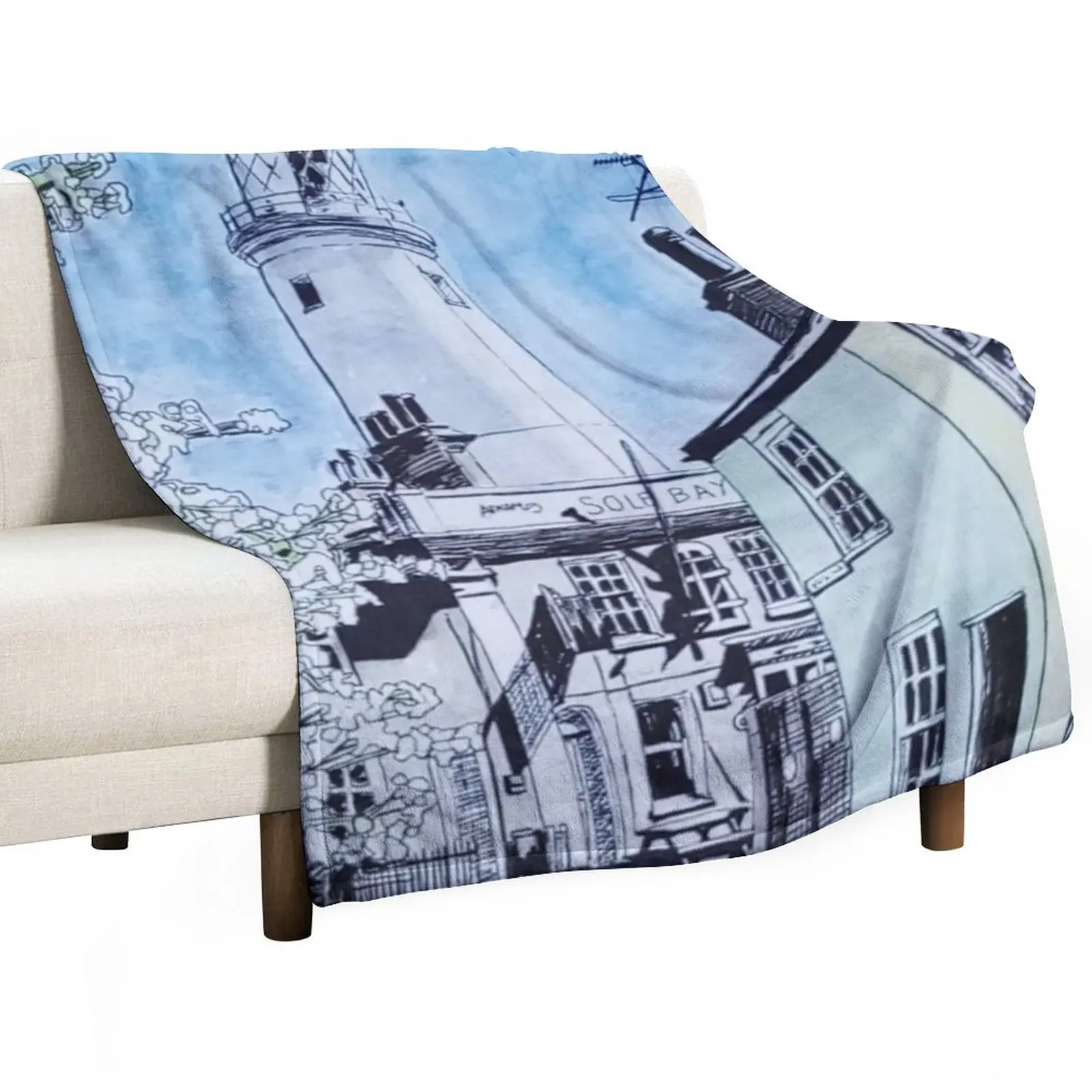 

Southwold Lighthouse Watercolour Painting Throw Blanket Designer Blankets anime