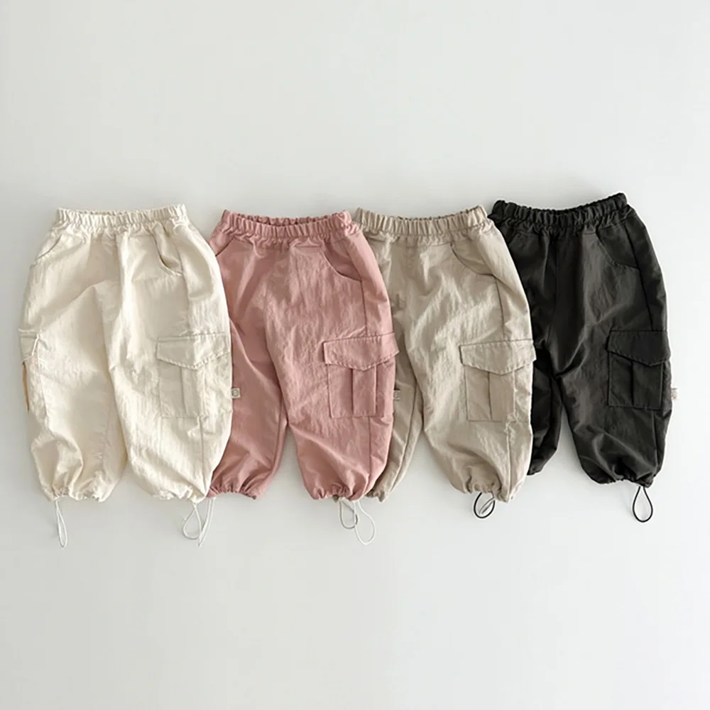 

Children Pants 2023 Autumn New Korean Simple Fashion Boy's Trousers Solid Color All Match Girl's Pants Casual Trousers