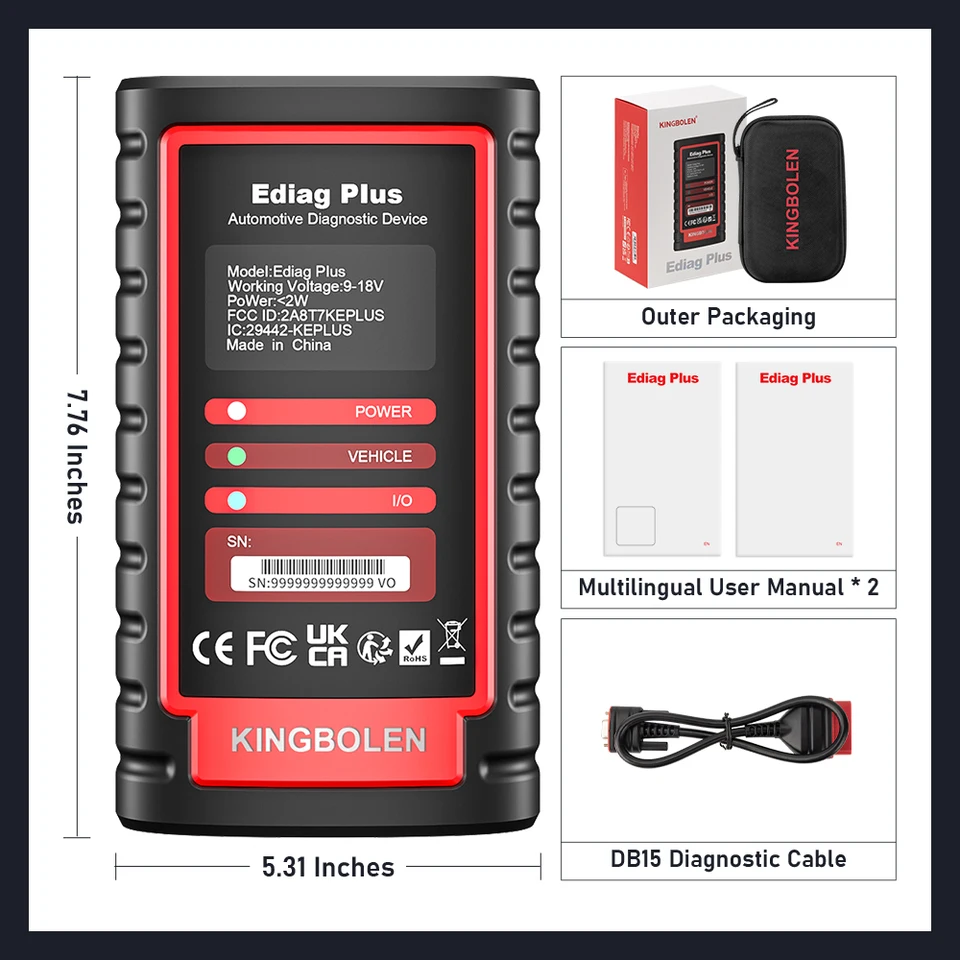 Kingbolen Ediag Plus Advanced OBD2 Diagnostic Tool