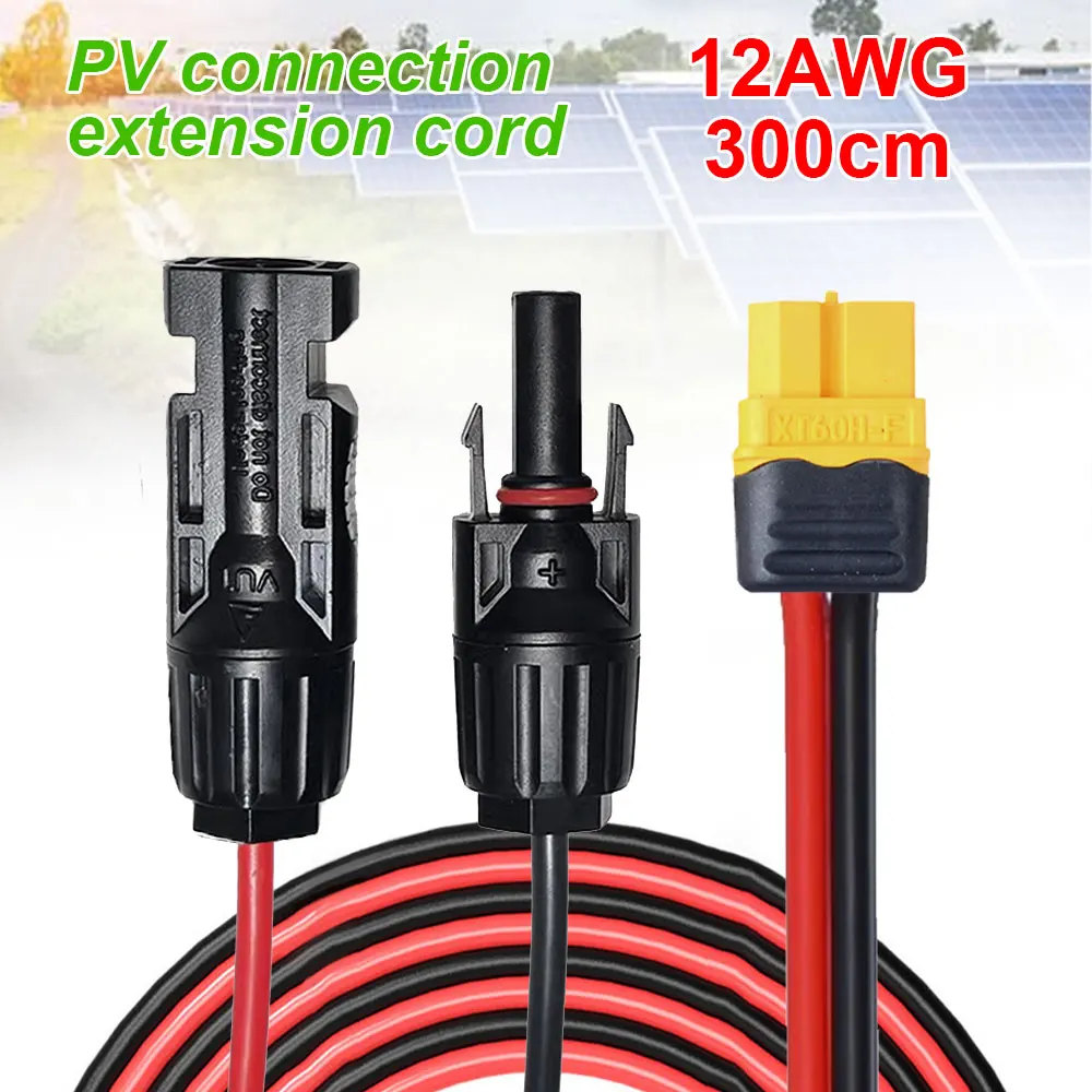 Durable 12AWG XT60 Female Adapter for Solar Panel Connection and Charging