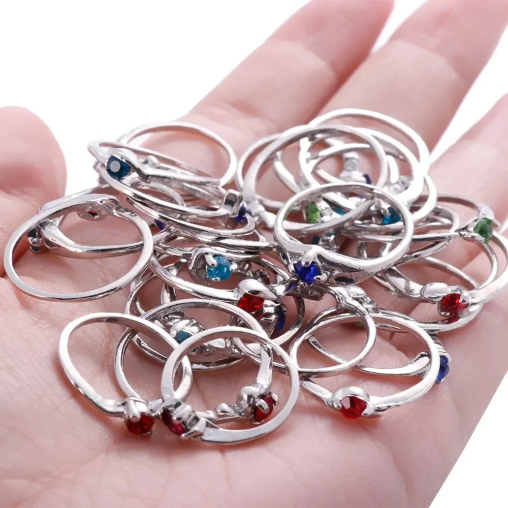 Women Wedding Engagement Jewelry Gifts 30Pcs Lot Fashion Mix Style Zircon Heart Love Rings Accessories - 4